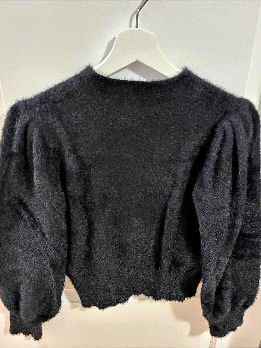 Mayoral Fuzzy Puff Sleeve Sweater Girls Size 14 Black